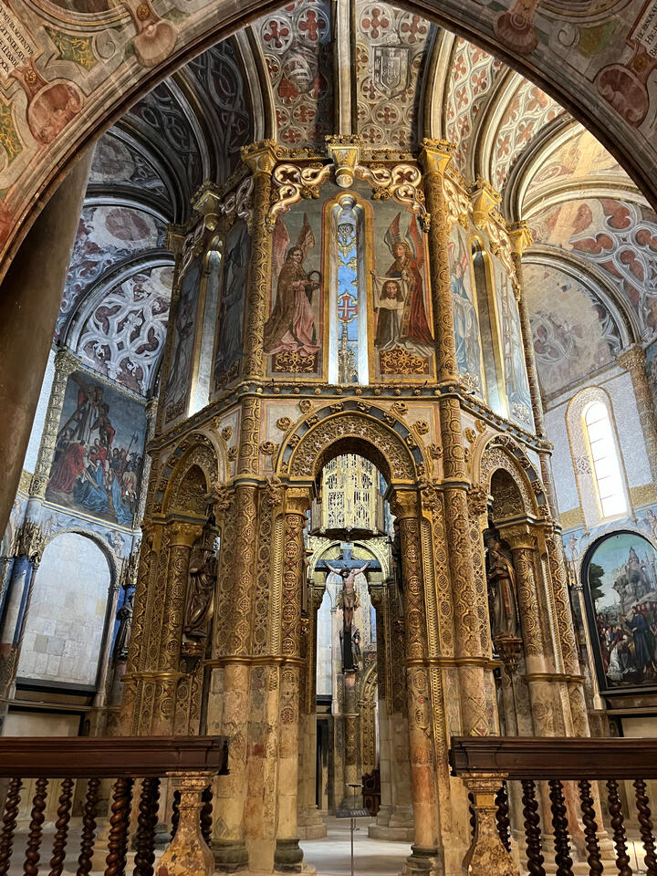 Gilded Templar rotunda inside the Convent of Christ, Tomar Rugged Atlantic cliffs near Ericeira