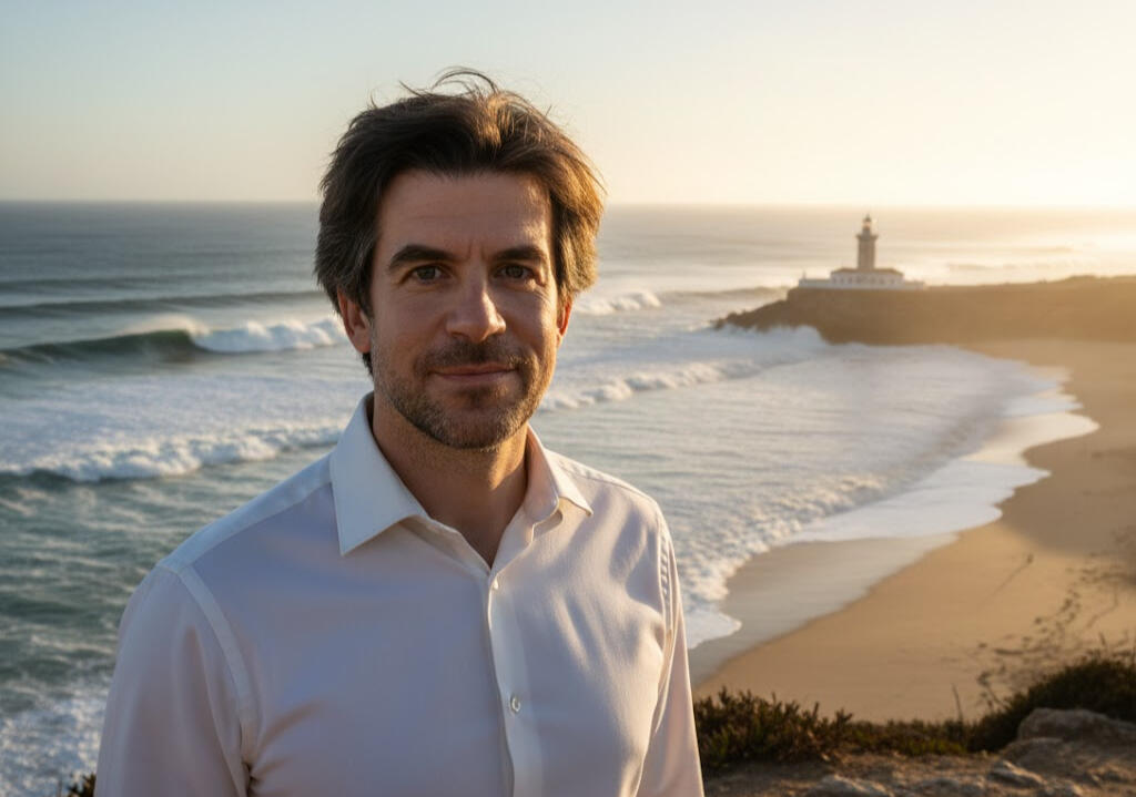 Joe, guide and founder of Portugal Revealed, on the coast at sunset